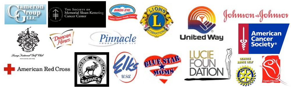 Some of the organizations Robin Fox has performed for: Cameron Group LLC, Trump National Golf Course, American Red Cross, Elks, Duncan Hines, The Society of Memorial Sloan=Kettering Cancer Center, Pinnacle Food Group LLC, Lions International, Blue Star Moms, United Way, Johnson and Johnson, Lucie Foundation, Rotary International, Cystic Fibrosis